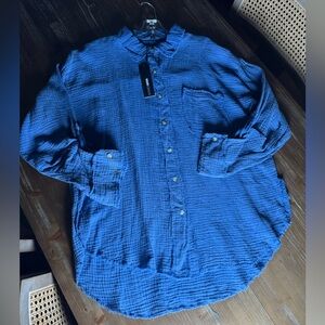 Fashion Nova Blue Casual Button Down Shirt